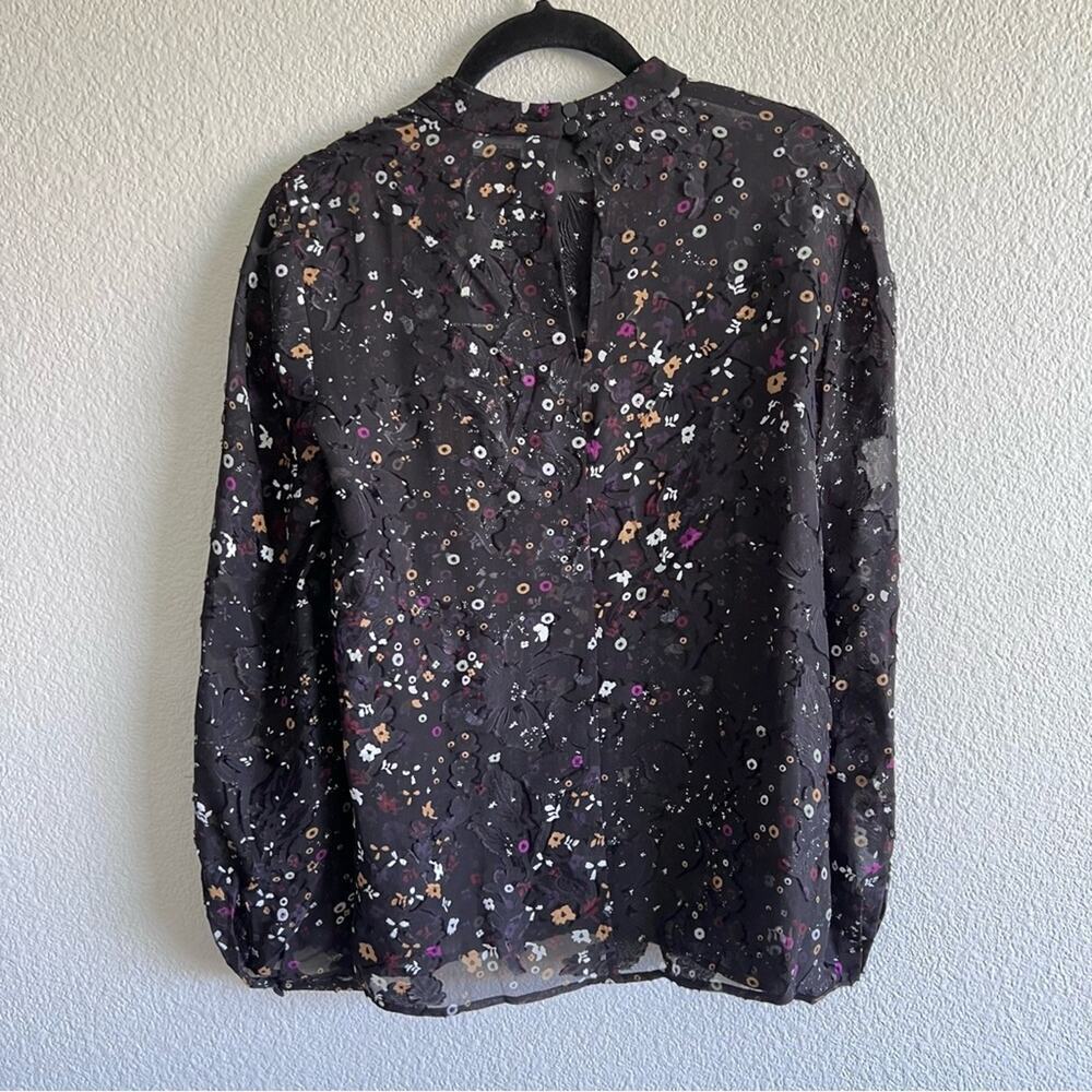 NWT Club Monaco Silk Blend Sheer Floral Print Blouse - Picture 5 of 8
